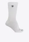 Versace Medusa Embroidered Rib-knit Socks In White