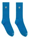 Versace Embroidered Medusa Ribbed Socks In Blue