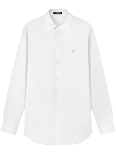 Versace Embroidered Medusa Shirt In White