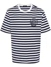Versace Men's Sailor Stripe T-shirt With Crest In Blue