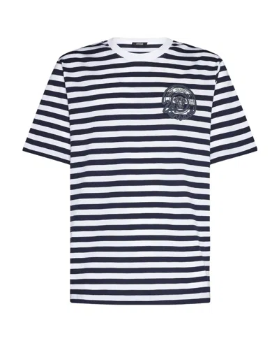 Versace Multicolored Nautical Stripes T-shirt In White