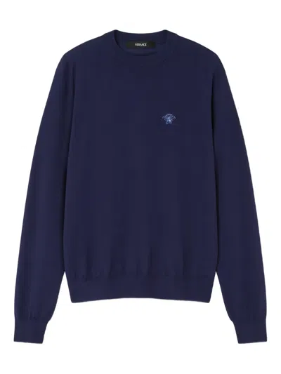 Versace Medusa-embroidered Sweater In Blue