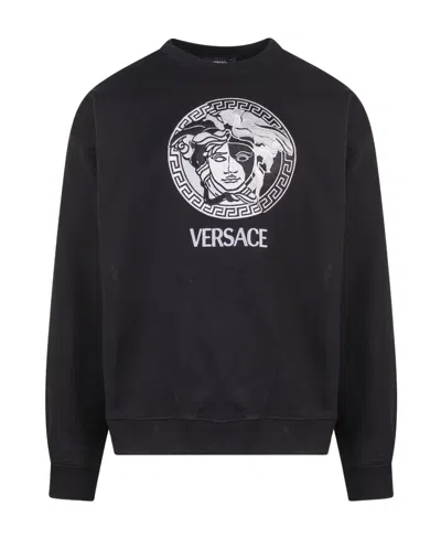 Versace Medusa Embroidered Sweatshirt In Black