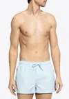 Versace Blue Embroidered Medusa Swim Shorts In Light Blue