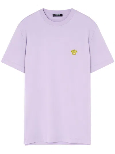 Versace Medusa-embroidered T-shirt In 紫色