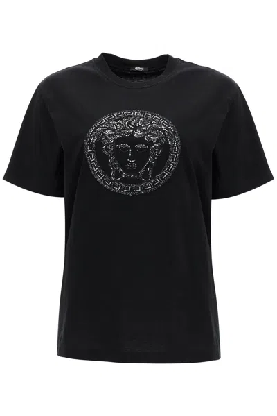 VERSACE VERSACE MEDUSA EMBROIDERED T-SHIRT
