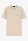 Versace T-shirt Compact Cotton Jersey Fabric And Medusa Pop Embroidery In Beige