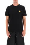 Versace Medusa Embroidered Black Cotton Jersey T-shirt In Black