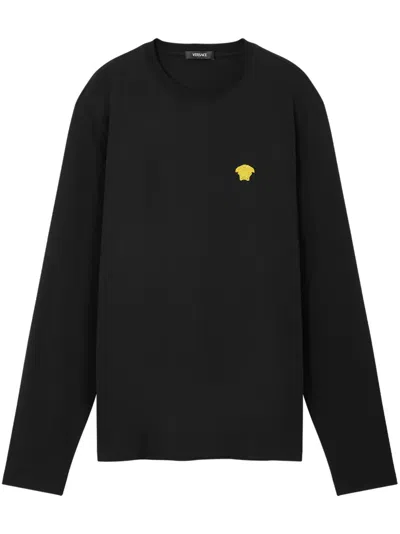 Versace Medusa-embroidered T-shirt In Black