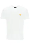Versace White Crewneck T-shirt With Medusa Embroidery On The Front In Cotton Man In White