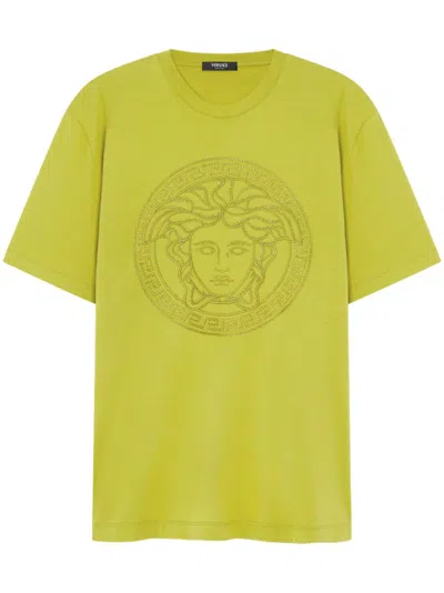 Versace Embroidered Medusa T-shirt In Vert