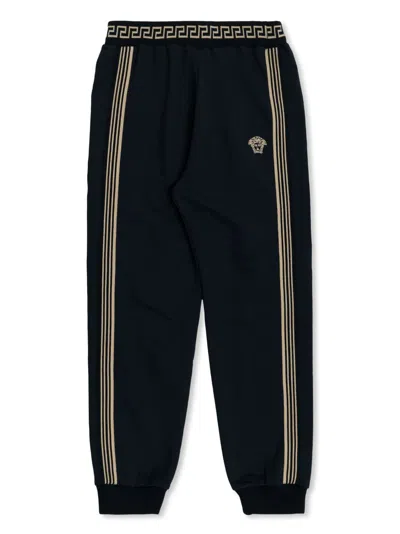 Versace Kids' Medusa-embroidered Track Pants In Blue