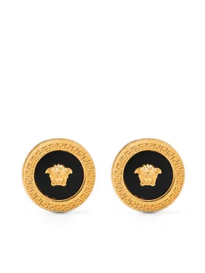 Versace Medusa Enamel Earrings In Gold