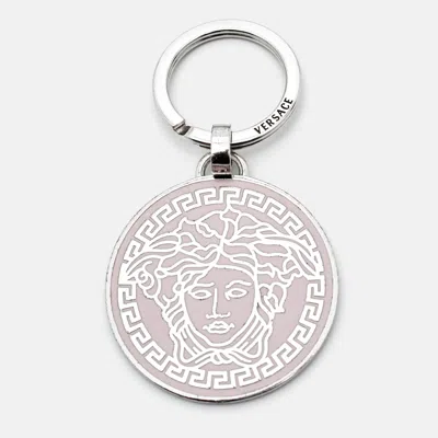 Pre-owned Versace Medusa Enamel Silver Tone Keyring