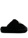 Versace Medusa Faux-fur Slippers In Black