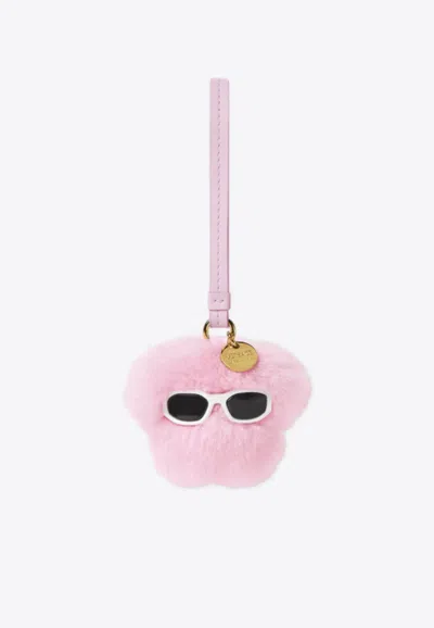Versace Medusa Fluffy Bag Charm In Pink