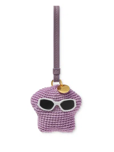 Versace Medusa Fluffy Crochet Bag Charm In Purple