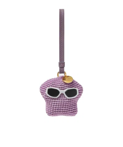 Versace Medusa Fluffy Crochet Bag Charm In Pink