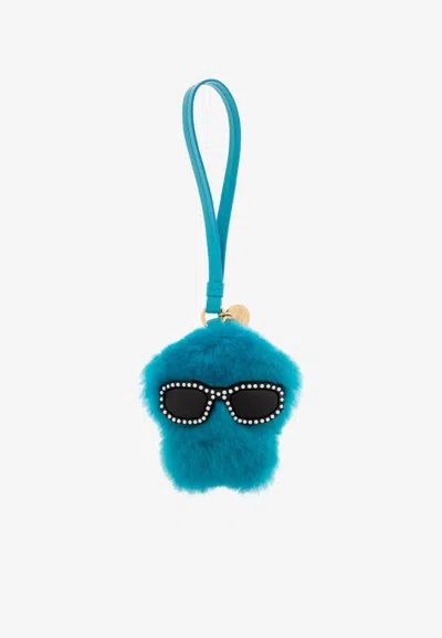 Versace Medusa Fluffy Keychain Charm In Blue