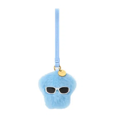 Versace Medusa Fluffy Keychain Pendant In Blue