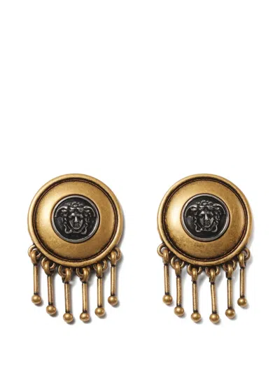 Versace Medusa Fringe Earrings In Gold