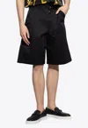 Versace Cotton Gabardine Shorts With Medusa Biggie Hardware Detail