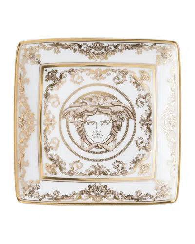 Versace Medusa Gala Canape Dish In White And Gold