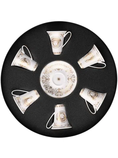 Versace Medusa Gala Cups And Saucers (set Of Six) In Gold