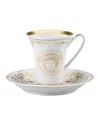Versace Medusa Gala Gold A. D. Cup & Saucer In White And Gold