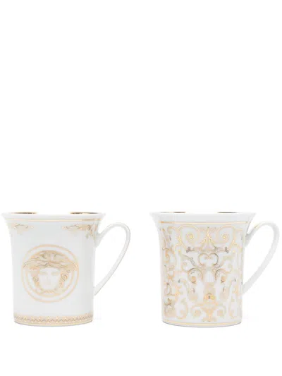 Versace Medusa Gala Mugs (set Of Two) In White