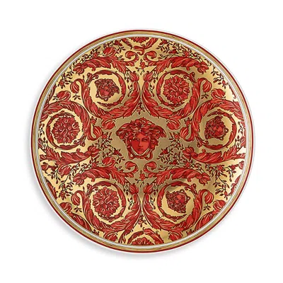 Versace Medusa Garland Red Bread & Butter Plate In Red/gold