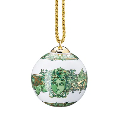 Versace Medusa Garland Globe Ornament In Red/green