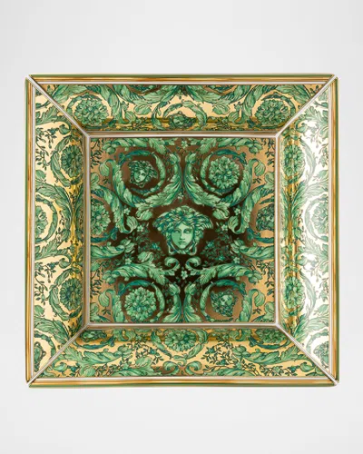 Versace Medusa Garland Green Tray, 10" Square In Black