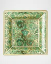 Versace Medusa Garland Green Tray, 15" Square In Green