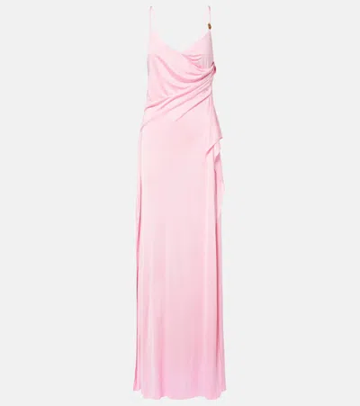 Versace Medusa Gathered Jersey Gown In Multi