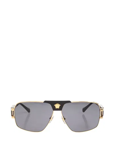 Versace Medusa Geometric-frame Sunglasses In Gold