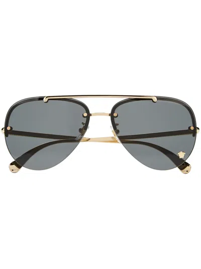 Versace Medusa Glam Aviator-frame Sunglasses In Schwarz