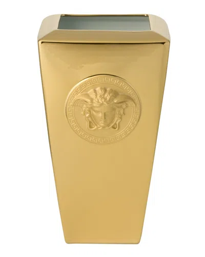 Versace Medusa Gold 12.5" Vase In Blue