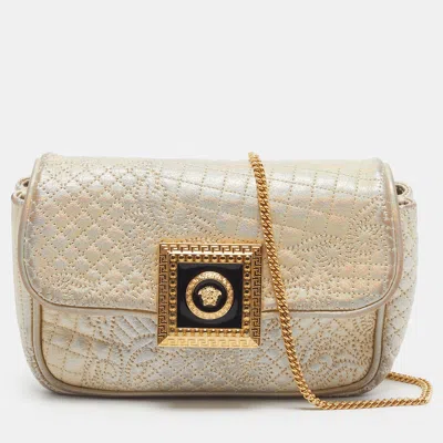Pre-owned Versace Medusa Gold Barocco Leather Chain Bag