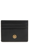Versace Medusa Grained Leather Card Case In Black  Gold