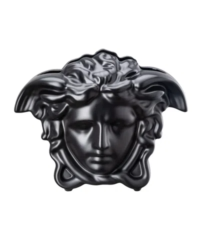 Versace Medusa Grande 8.3" Vase, Black In Blue