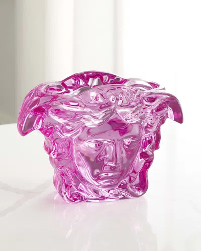 Versace Medusa Grande Pink Crystal Vase - 7.5"