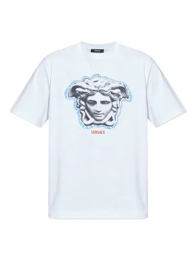 Versace La Greca Medusa Cotton Jersey Graphic T-shirt In White