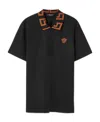 Versace Medusa Greca Cotton Polo Shirt In Black Caramel