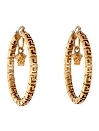 Pre-owned Versace Medusa Greca Hoop Earrings In Multicolor