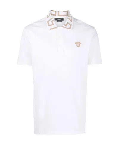 VERSACE VERSACE LOGO PATCH SHORT-SLEEVED POLO SHIRT