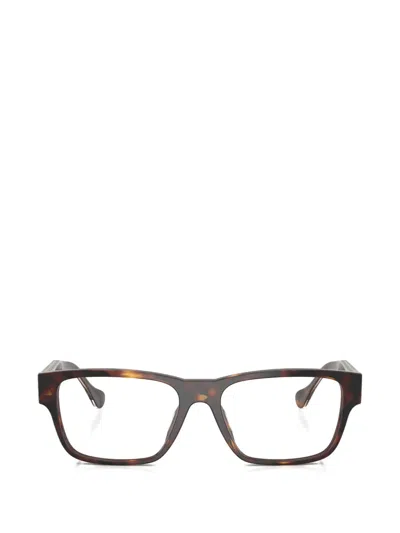 Versace Medusa Greca Rectangle-frame Glasses In Brown