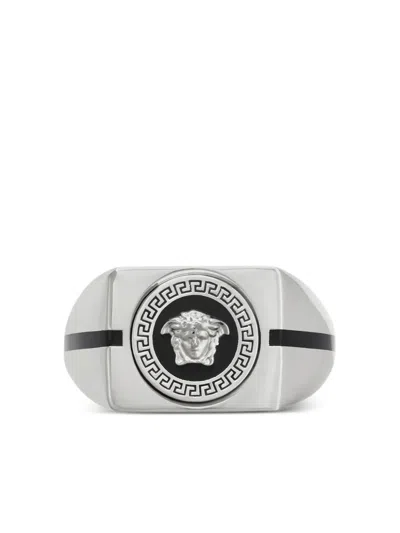 Versace Medusa Greca Ring In Metallic