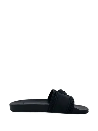 Pre-owned Versace Medusa Greca Sandals In Grey