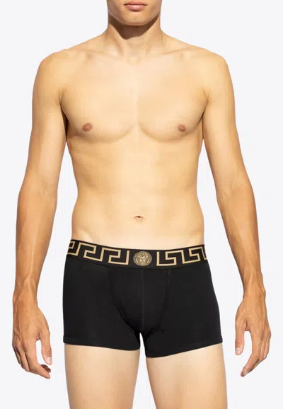 Versace Medusa Greca Waistband Boxers - Set Of 2 In Black
